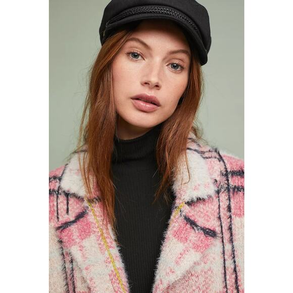 Anthropologie Maeve Women's Pink Cream Plaid Aurelia Sweater Jacket Medium - Picture 8 of 11